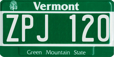 VT license plate ZPJ120