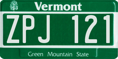 VT license plate ZPJ121