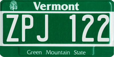 VT license plate ZPJ122