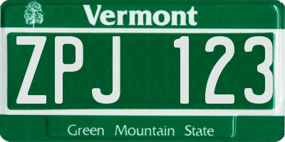 VT license plate ZPJ123
