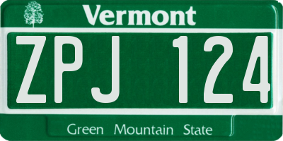 VT license plate ZPJ124