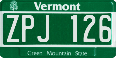 VT license plate ZPJ126