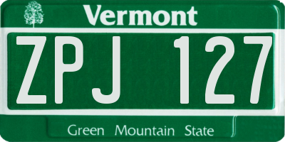 VT license plate ZPJ127