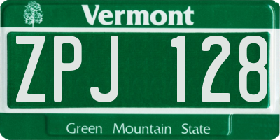 VT license plate ZPJ128