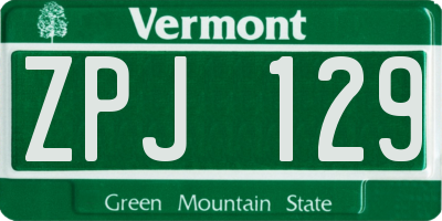 VT license plate ZPJ129