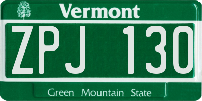 VT license plate ZPJ130