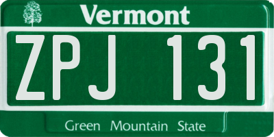 VT license plate ZPJ131