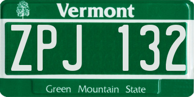 VT license plate ZPJ132
