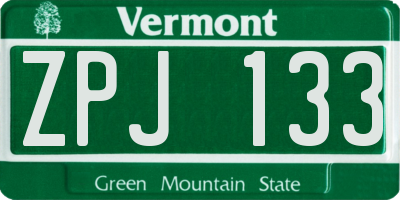 VT license plate ZPJ133