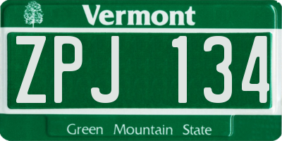 VT license plate ZPJ134