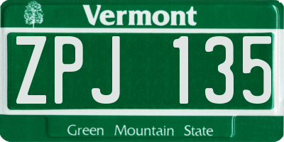 VT license plate ZPJ135