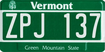 VT license plate ZPJ137