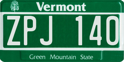 VT license plate ZPJ140