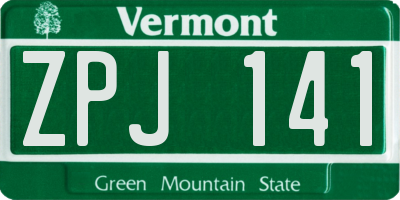 VT license plate ZPJ141