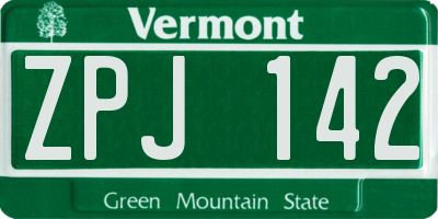 VT license plate ZPJ142