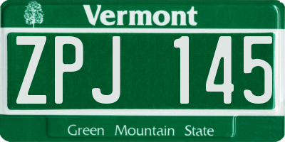 VT license plate ZPJ145