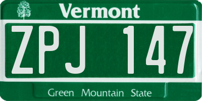 VT license plate ZPJ147