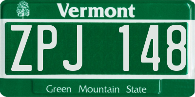 VT license plate ZPJ148