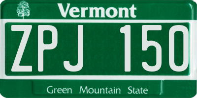 VT license plate ZPJ150