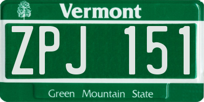VT license plate ZPJ151