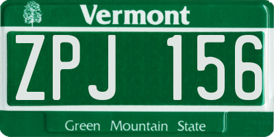 VT license plate ZPJ156
