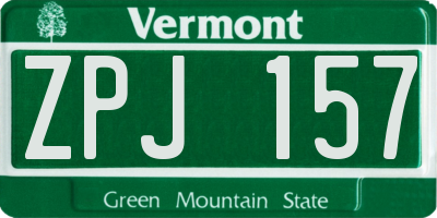 VT license plate ZPJ157