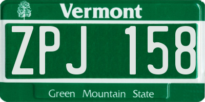 VT license plate ZPJ158