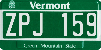 VT license plate ZPJ159