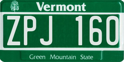 VT license plate ZPJ160