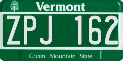 VT license plate ZPJ162