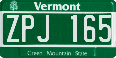 VT license plate ZPJ165