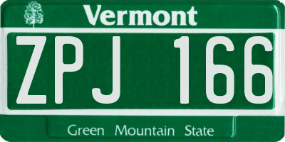 VT license plate ZPJ166