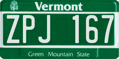 VT license plate ZPJ167