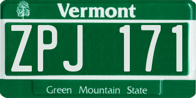 VT license plate ZPJ171