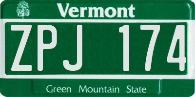 VT license plate ZPJ174