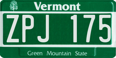 VT license plate ZPJ175