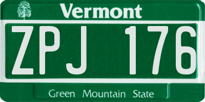 VT license plate ZPJ176