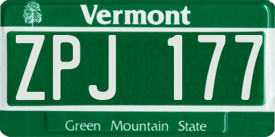 VT license plate ZPJ177