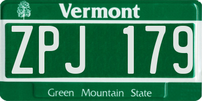 VT license plate ZPJ179
