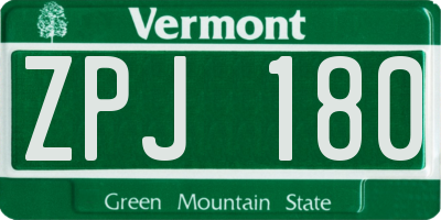 VT license plate ZPJ180