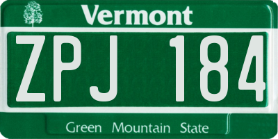 VT license plate ZPJ184