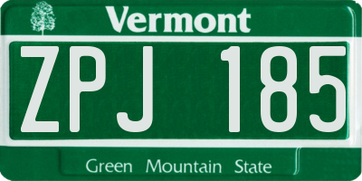 VT license plate ZPJ185