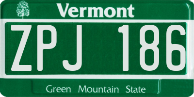 VT license plate ZPJ186