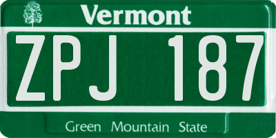 VT license plate ZPJ187