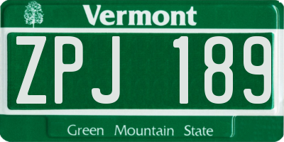 VT license plate ZPJ189