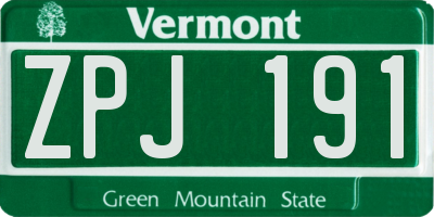 VT license plate ZPJ191