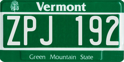 VT license plate ZPJ192