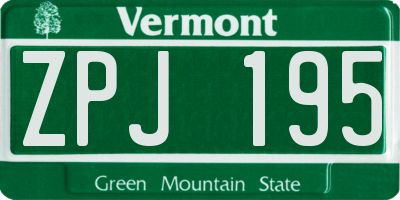 VT license plate ZPJ195
