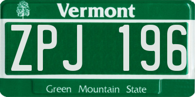 VT license plate ZPJ196