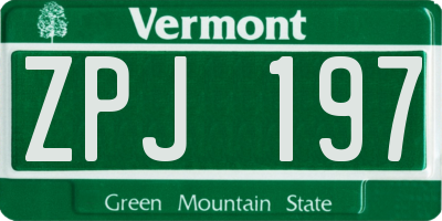 VT license plate ZPJ197